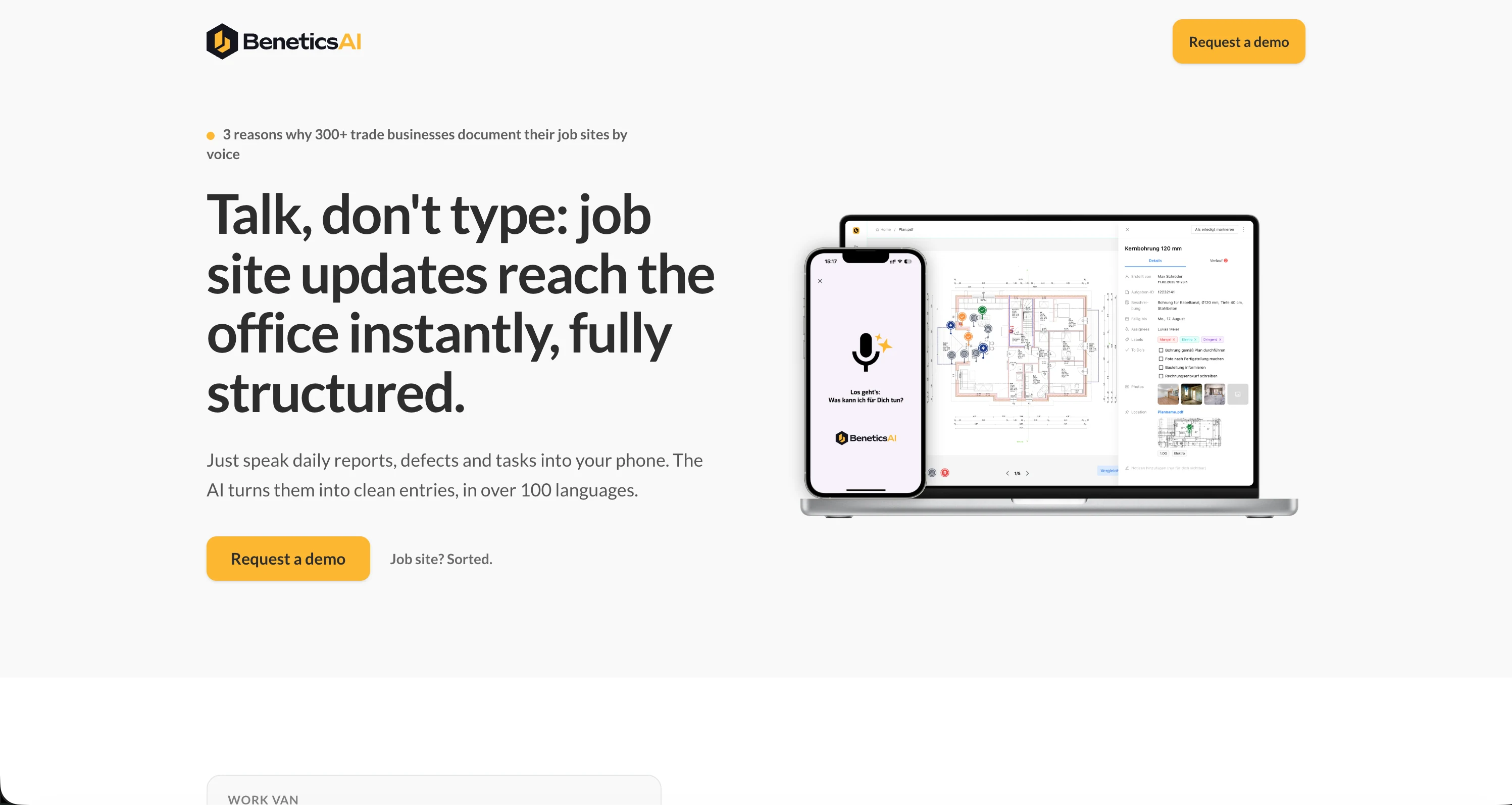 A landing page built and edited inside Glorya